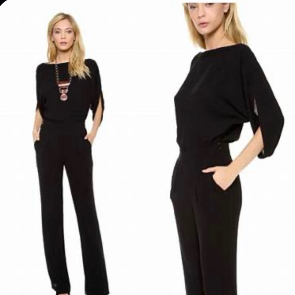 Diane Von Furstenberg DVF Black Women's Jumpsuit. Boatneck/ dolman sleeve Size 6